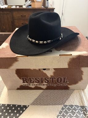 Men’s Resistol Black Western Cowboy Hat with Concho Band